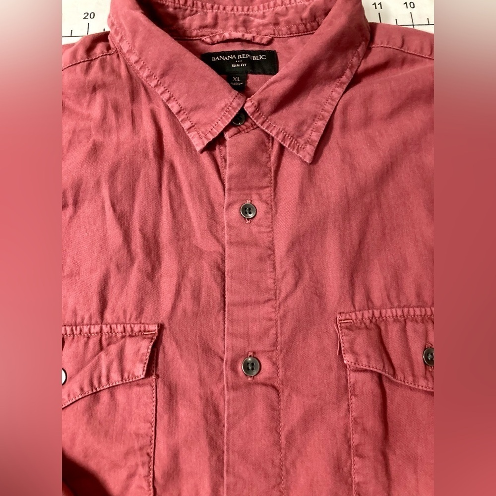 Banana Republic‎ Men’s XL Slim Fit Red Button Down Shirt - Picture 6 of 7